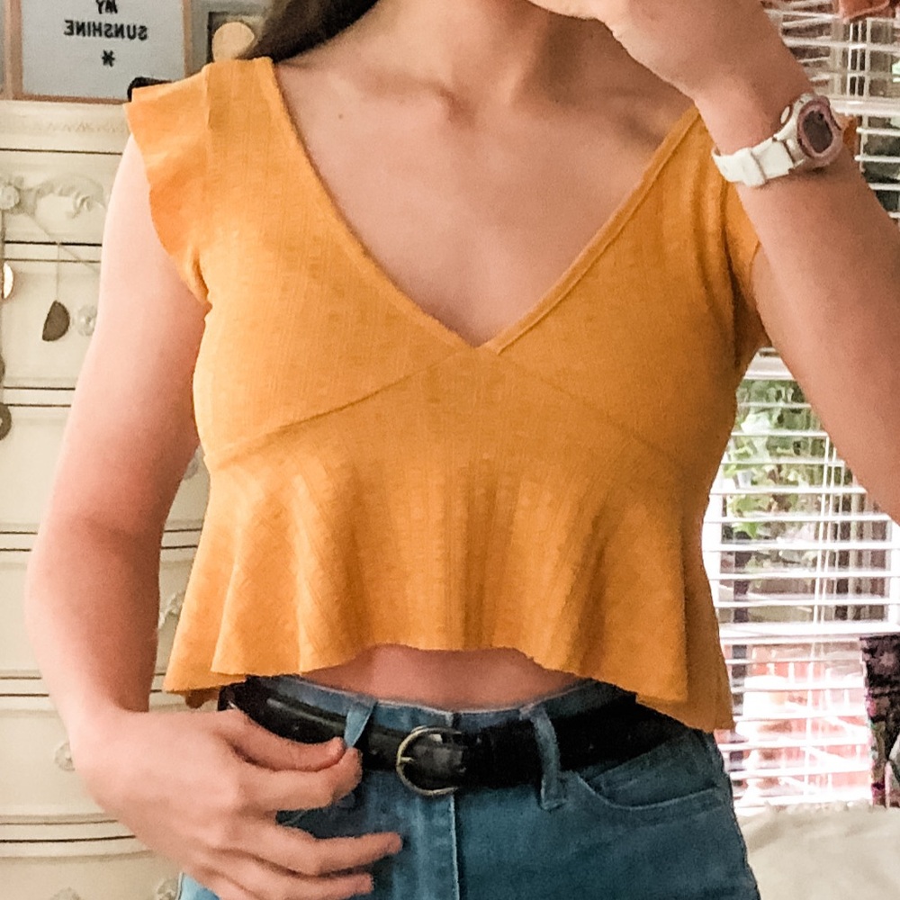 Cropped Ruffle Blouse (Marigold) - Picture 2 of 2